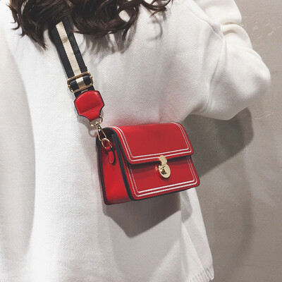 

Ins net red black bag female 2019 new wave wild Korean winter women bag wide shoulder strap shoulder Messenger bag