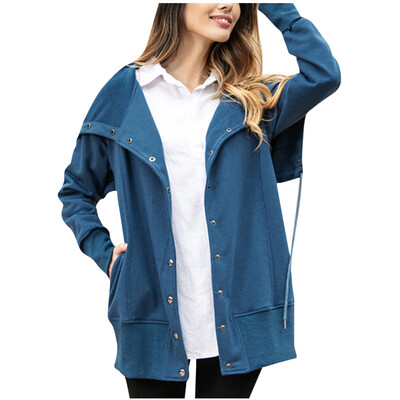 

Toponeto Fashion Women Solid Long Sleeve Hoodie Coat Button Tops Blouse Sweatshirt Coat