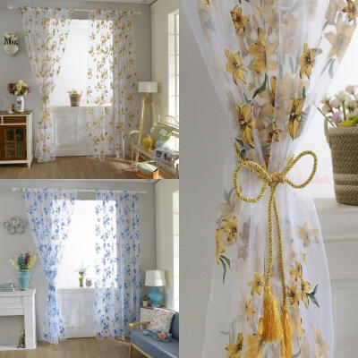 

2 X Valances Tulle Voile Door Window Curtain Drape Panel Sheer Scarf Divider