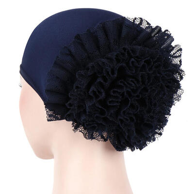 

Solid Color Lace Flower Women Muslim Hijab Turban Arabic Head Scarf Cap Hat
