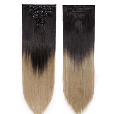 

Full Head Clip Synthetic in Hair Extensions 8 Piece 18 Clips Hairpiece Long Wave Curly Straight for Women