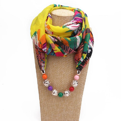 

Fashionable Elegant Pendant Scarf Necklace Bohemia Chiffon Scarves Pendants Jewelry Foulard Female Accessories For Women Multicolo