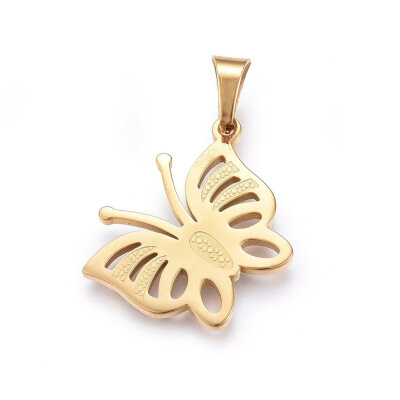 

304 Stainless Steel Pendants Butterfly Golden 29x225x2mm Hole 9x6mm