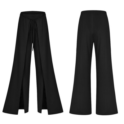 

Fashion Women Beach Mesh Ruffles Sheer Wide Leg Pants Bikini Cover Up Trousers