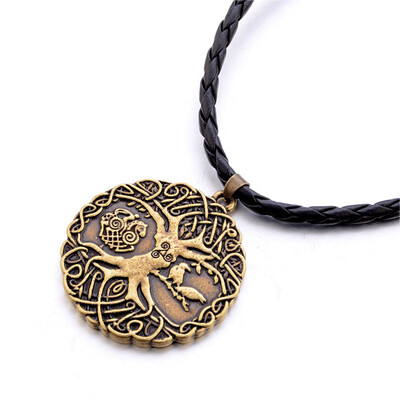 

Retro Norse Viking Amulet Necklace Nordic Pirates Viking Eagle Wolf Head Hammer Tree Of Life Pendant Jewelry