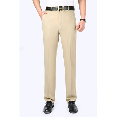 

WENGUANGUO Summer thin section pleated high waist free hot straight loose standard version micro elastic mens trousers 7932