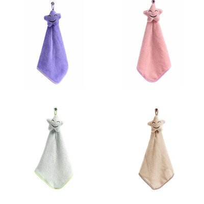 

Smiling Face Hanging Hand Towels Kitchen Towel Coral Velvet Absorbent Lint-Free Cloth Dishcloths