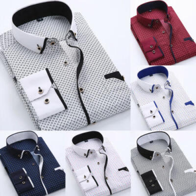 

Luxury SUMMER Fashion Mens Slim Fit Shirt Long Sleeve Dress Shirts Casual Shirts