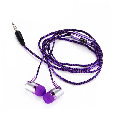 

MP3mp4 Roping Stereo 35mm Subwoofer In Ear Earbud 12M Reflective Fiber Cloth Line Metal Earphone