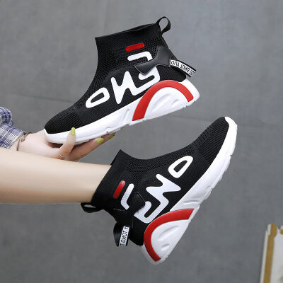 

Inside-raised socks shoes womens autumn high-top breathable short boots high heels thick soles all-round sports shoes