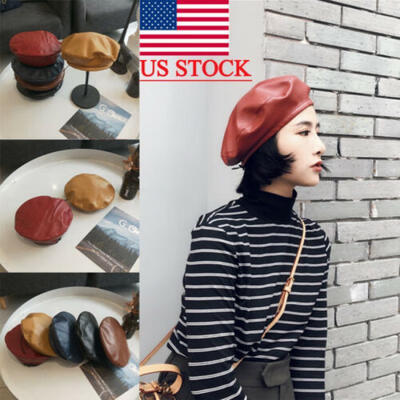

Fashion Womens Ladies Leather Beret Hat Fashion French Caps Painter Hats New