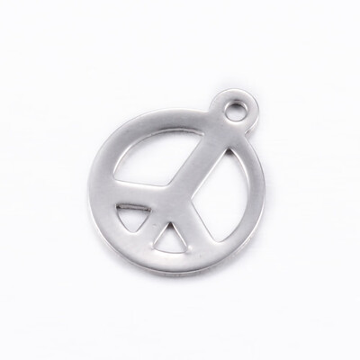 

304 Stainless Steel Charms Peace Sign Stainless Steel Color 15x125x08mm Hole 1mm