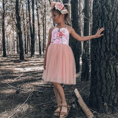 

Toddler Kids Baby Girls Dress Floral Splice Tulle Party Pageant Princess Dresses