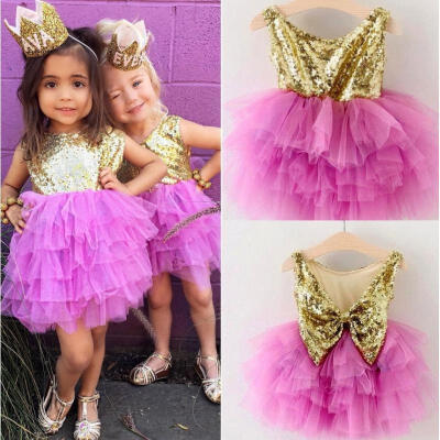 

Sequins Toddler Kids Girls Princess Tulle Layered Pageant Party Dress Dresses