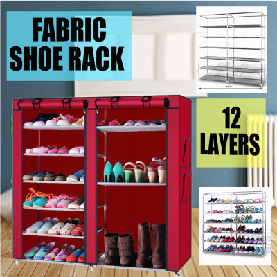 

6-Tiers 12 Lattices Non-woven Fabric Shoe Cabinet Dustproof Closet Storage Rack
