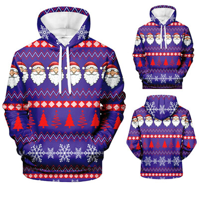 

Toponeto Mens Casual Christmas 3D Print Long Sleeve Hooded Sweater Jacket Coat
