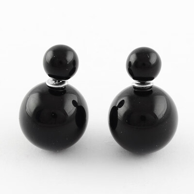 

Double Side Acrylic Ball Stud Earrings with Iron Pins Platinum Black 155mm Pin 06mm