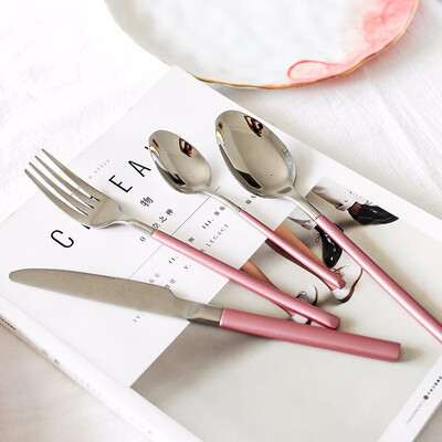 

STRUST 4 PCSSET 304 STAINLESS STEEL PINK AND GOLDEN COLOR ELEGANT RESTAURANT CUTLERY SET