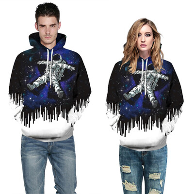 

Toponeto Women Men Autumn Winter 3D Printing Long Sleeve Caps Sweatshirt Pullover Top