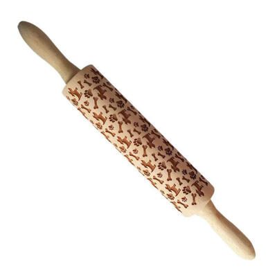 

Christmas Bone Footprints Engraved Embossing Rolling Pin for Cookies Dough