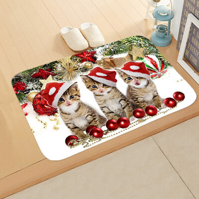 

New Christmas Festive Santa Claus Elk Mat Bedroom Bathroom Home Absorbent Non-Slip Mat 16X24In