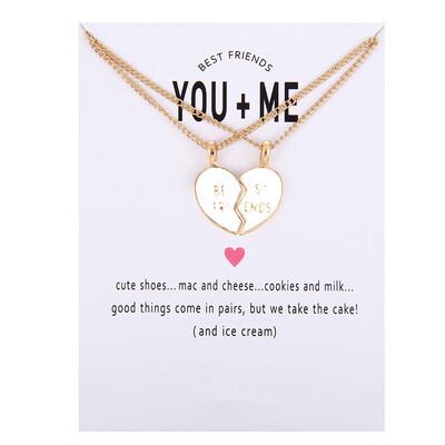

New Arrived glaze Friendship Broken Heart Best Friend You And Me Alloy Clavicle Pendant Necklace Jewelry