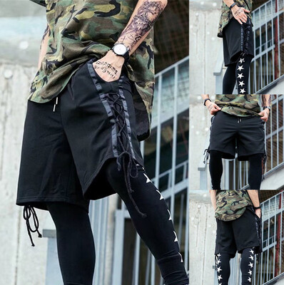 

Gobestart Summer Fashion Mens Stickers Pocket Tether Elastic Sports Pants Shorts