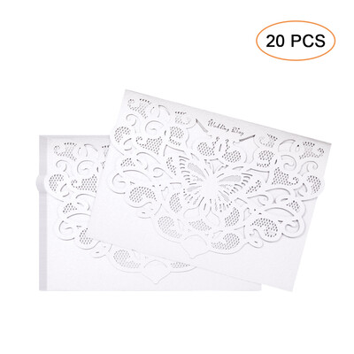 

20pcsset Wedding Invitation Cards Pearl Paper Laser Cut Hollow Butterfly Pattern Invitation Cards Kit--Champagne