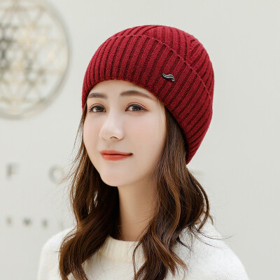 

Hat Female Autumn&Winter Pure Colored Couple Knitted Wool Cap Light Plate Warm Cover Cold Cap for Men&Women