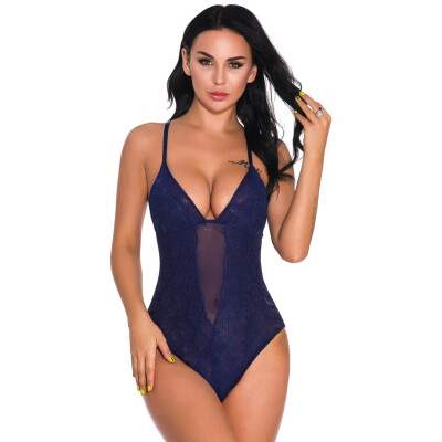 

Toponeto New One Piece Women Mesh Lace V-Neck Teddy Lingerie Jumpsuit Bodysuit Underwear