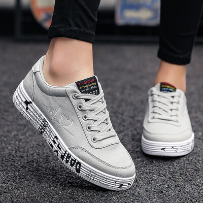 

Summer 2019 new lovers canvas shoes-one male&one female students thick black shoes Korean fashion shoes