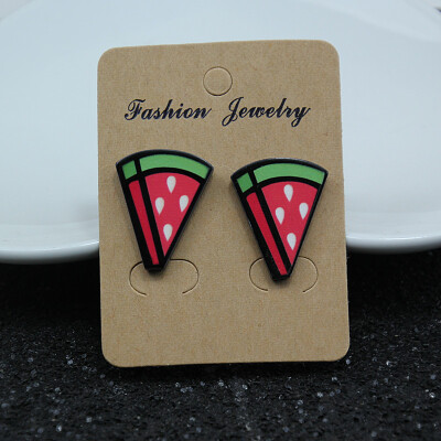 

E098 Fashion Jewelry Cute Cartoon Rose Watermelon Cherry Stud Earrings For Women&Girls Creative Art Fruits Plants Earrings