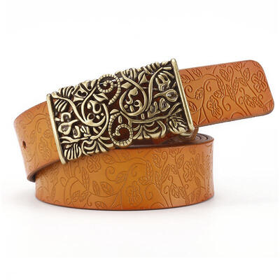 

Fashion Genuine leather belts for women Vintage floral Pin buckle Wide belt woman High quality cowskin strap female Ceinture