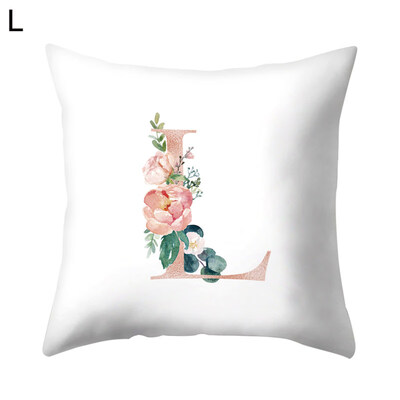 

English Letter Leaf Flower Pillow Case Cushion Cover Sofa Bed Car Office Decor