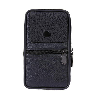 

Men Business Phone Holder Bag Case PU Leather Zipper Flap Waist Pack Pouch
