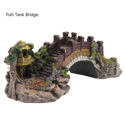 

Aquarium Decoration Fish Tank Bridge Landscape Ornaments Pavilion Tree Resin New