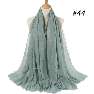 

Cotton&linen crumpled monochrome womens scarf hot two-headed pearl accessories headscarf girls