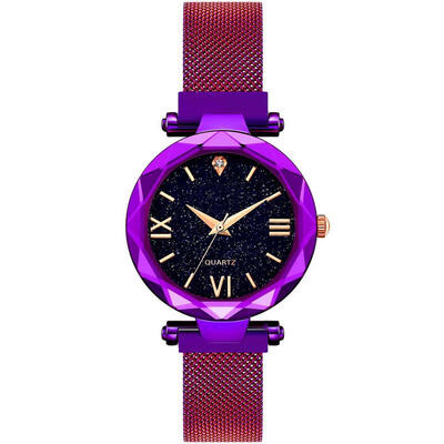 

Women Starry Sky Watch Fashion Magnet Buckle Mesh Band Roman Number Quartz Wristwatch Women Luxury Watches Zegarek Damski