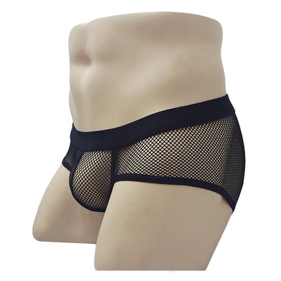 

Men Knickers Thongs Mesh Underwear Bulge Pouch Elastic Low Waist Triangle Briefs