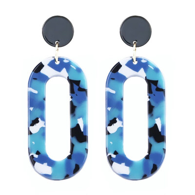 

Fashion Leopard Print Multi-Color Acrylic Acetate Drop Earrings for Women Girl Personality Simple Geometric Statement Earrings