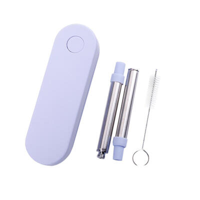 

Reusable Collapsible Telescopic Straws Metal Straw with Brush Storage Box