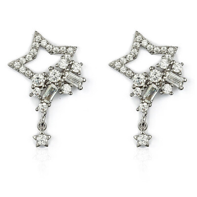 

Silver Crystal Rhinestones Star Shape Stud Earrings