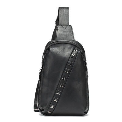 

Mens fashion street small chest bag Korean youth shoulder bag rivet chest bag personality men&women small backpack