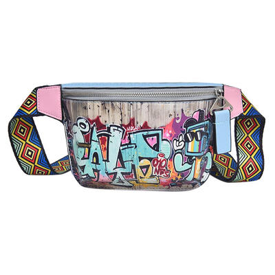 

Street Fanny Waist Pack Women Leather Graffiti Shoulder Chest Belt Handbags