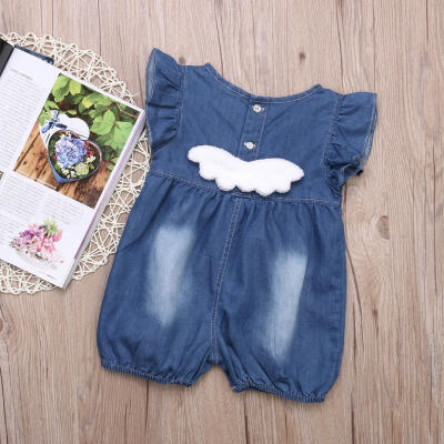 

Newborn Toddler kids Girl Quoted Jean Casual wings denim Jeans romper Jumpsuit