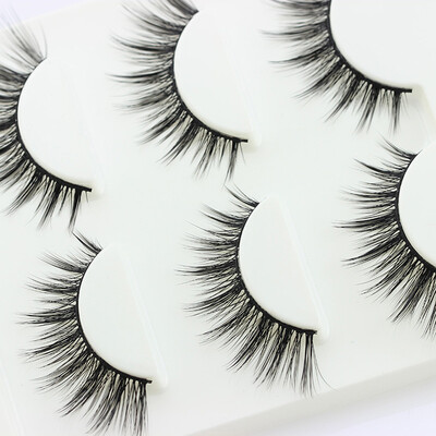 

〖Follure〗3 Pairs Thick Long Cross Party False Eyelashes Black Band Fake Eye Lashes