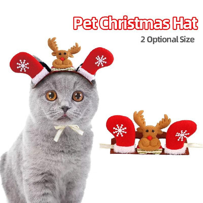

Cat Christmas Hat Pet Holiday Christmas Costume Cats w Red Elk Fancy Dress Cosplay Hat Xmas Gift