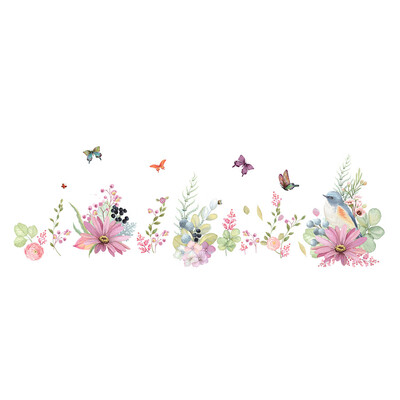 

Wall Decal Removable Flower Butterfly Bird Wall Stickers for Living Room TV Background Bedroom Nursery