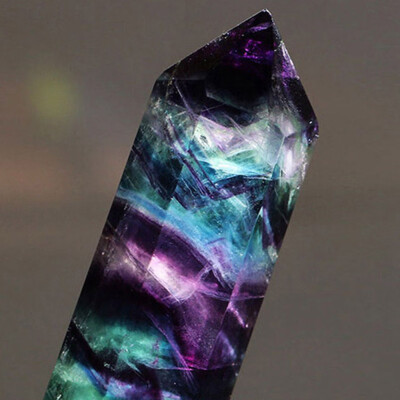 

Gobestart Natural Hexagonal Crystal Quartz Healing Fluorite Wand Stone Purple Green Gem