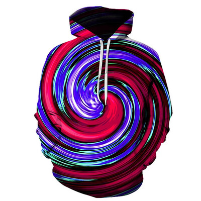 

Toponeto Mens Creative Casual 3D Geometric Dizzy Print Long Sleeve Hooded Sweater Coat